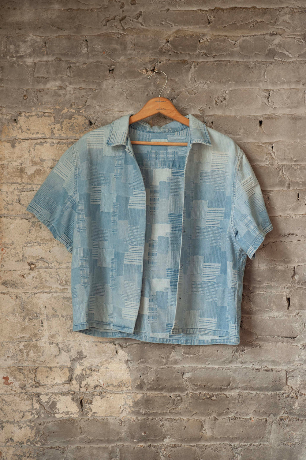 Bleach Wash Denim Camp Shirt