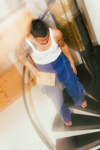 Stonewashed Utility Pocket Pant in Nickel Blue