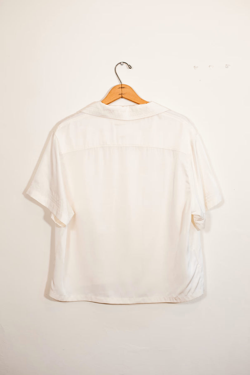 Western Silk Camp Shirt in Ivory