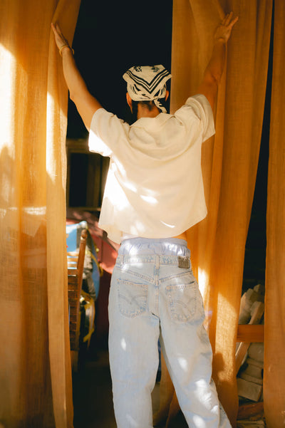 Western Silk Camp Shirt in Ivory
