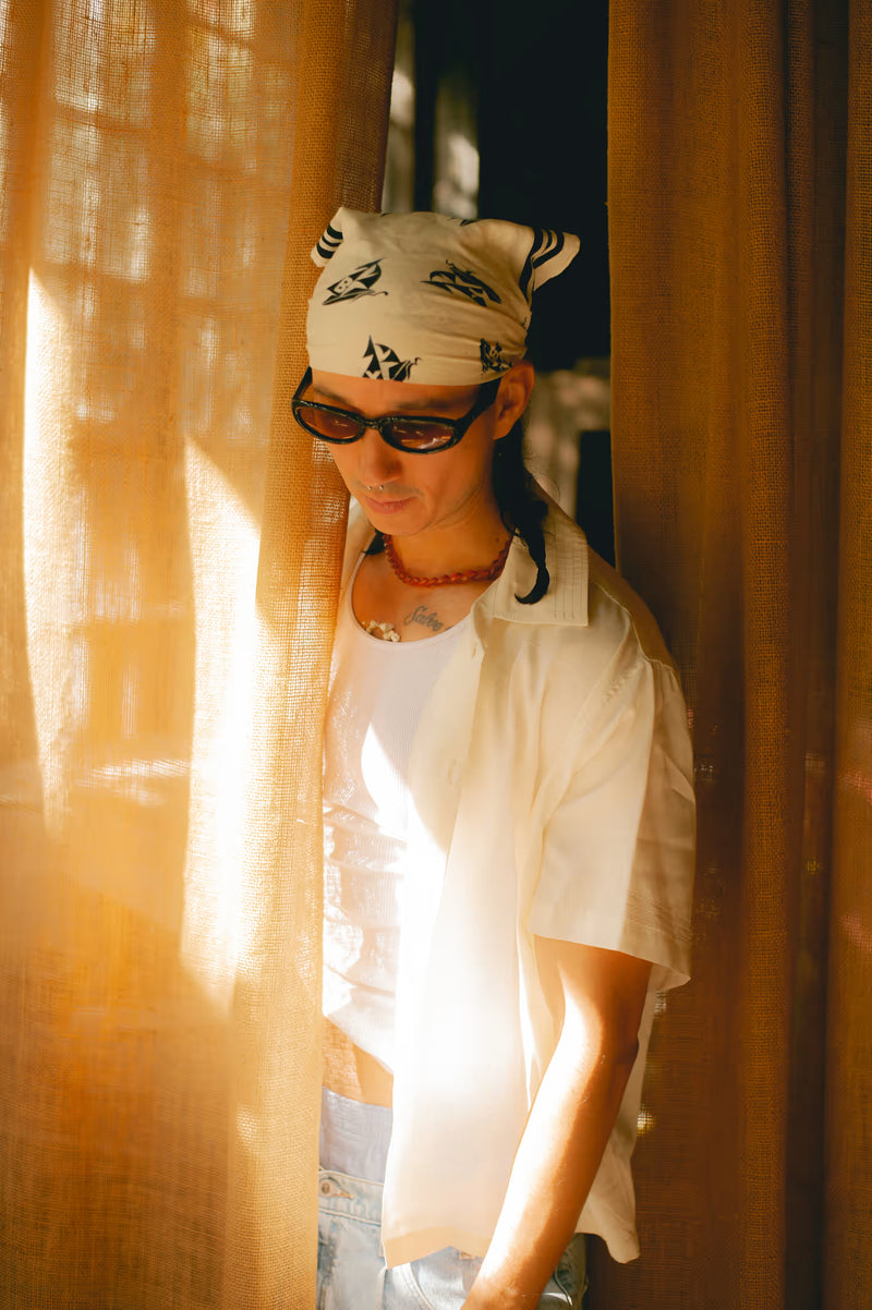 Western Silk Camp Shirt in Ivory